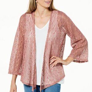 Colleen Lopez XXS Black Crochet Open Front Shrug Cardigan Topper